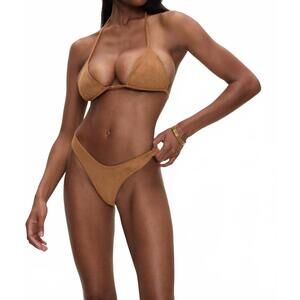 NEW FRANKIES BIKINIS full moon bikini bottom in sunkissed suede